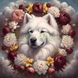 PANEL DRUKOWANY SAMOYED W KWIATOWEJ RAMCE NR 29