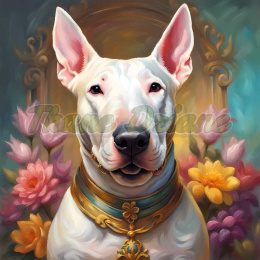 PANEL DRUKOWANY BULL TERRIER W KWIATACH NR 1