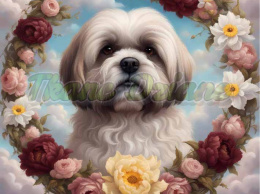 PANEL DRUKOWANY LHASA APSO W KWIATOWEJ RAMCE NR 44