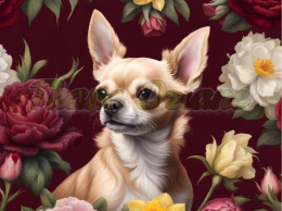 PANEL DRUKOWANY CHIHUAHUA W KWIATOWEJ RAMCE NR 45