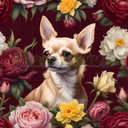 PANEL DRUKOWANY CHIHUAHUA W KWIATOWEJ RAMCE NR 45