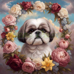 PANEL DRUKOWANY SHIH TZU W KWIATOWEJ RAMCE NR 42