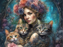PANEL DRUKOWANY DZIEWCZYNA Z KOTAMI NR 8