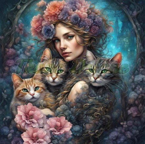 PANEL DRUKOWANY DZIEWCZYNA Z KOTAMI NR 8