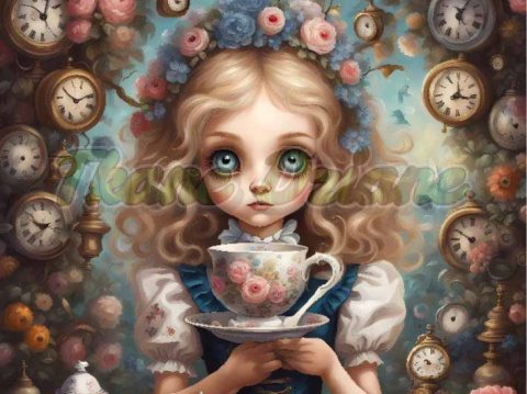 PANEL DRUKOWANY ALICJA W KRAINIE CZARÓW-ALICJA Z FILIŻANKĄ