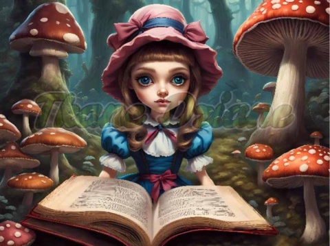 PANEL DRUKOWANY ALICJA W KRAINIE CZARÓW-ALICJA Z KSIĄŻKĄ