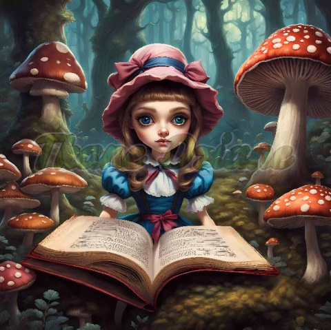 PANEL DRUKOWANY ALICJA W KRAINIE CZARÓW-ALICJA Z KSIĄŻKĄ