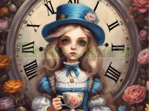 PANEL DRUKOWANY ALICJA W KRAINIE CZARÓW-ALICJA Z ZEGAREM