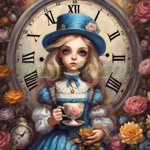 PANEL DRUKOWANY ALICJA W KRAINIE CZARÓW-ALICJA Z ZEGAREM