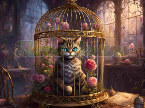 PANEL DRUKOWANY ALICJA W KRAINIE CZARÓW-KOT W KLATCE