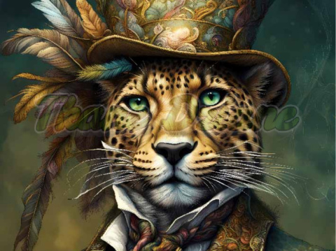 PANEL DRUKOWANY LEOPARD W KAPELUSZU I GARNITURZE NR 18