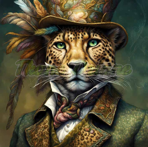 PANEL DRUKOWANY LEOPARD W KAPELUSZU I GARNITURZE NR 18