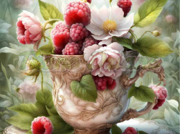 PANEL DRUKOWANY FILIŻANKI Z KWIATAMI NR 1