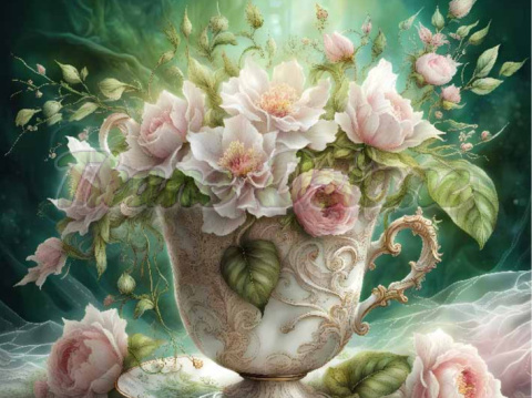 PANEL DRUKOWANY FILIŻANKI Z KWIATAMI NR 4