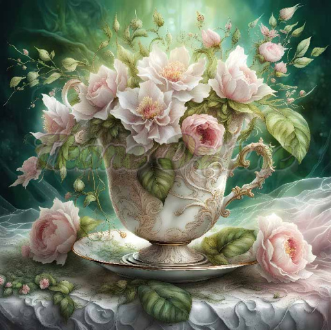 PANEL DRUKOWANY FILIŻANKI Z KWIATAMI NR 4