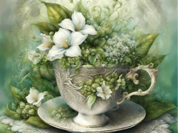 PANEL DRUKOWANY FILIŻANKI Z KWIATAMI NR 7