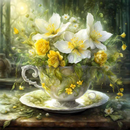 PANEL DRUKOWANY FILIŻANKI Z KWIATAMI NR 8