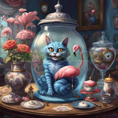 PANEL DRUKOWANY ALICJA W KRAINIE CZARÓW-KOT W SŁOIKU