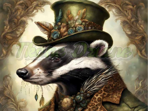 PANEL DRUKOWANY BORSUK W KAPELUSZU I GARNITURZE NR 17