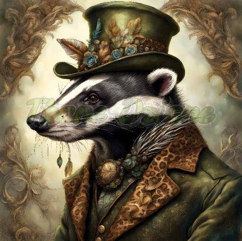 PANEL DRUKOWANY BORSUK W KAPELUSZU I GARNITURZE NR 17