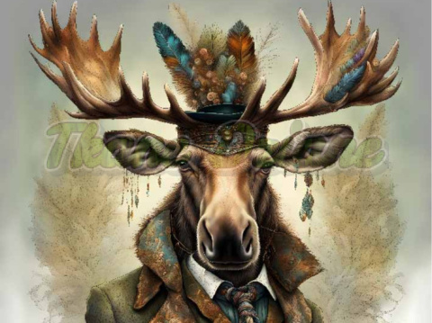 PANEL DRUKOWANY ŁOŚ W KAPELUSZU I GARNITURZE NR 19