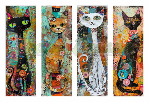 PANEL DRUKOWANY ZAKŁADKI DO KSIĄŻEK -KOTY NR 3