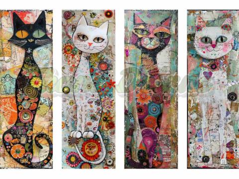 PANEL DRUKOWANY ZAKŁADKI DO KSIĄŻEK -KOTY NR 2