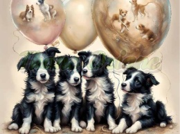 PANEL DRUKOWANY BORDER COLLIE Z BALONAMI NR 21
