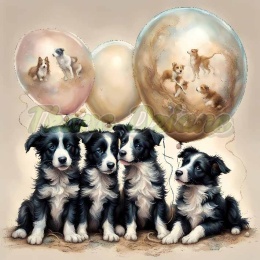 PANEL DRUKOWANY BORDER COLLIE Z BALONAMI NR 21