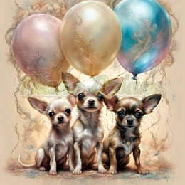 PANEL DRUKOWANY CHIHUAHUA Z BALONAMI NR 3