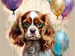 PANEL DRUKOWANY CAVALIER KING CHARLES SPANIEL Z BALONAMI NR 10