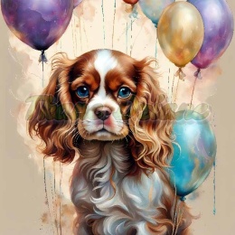PANEL DRUKOWANY CAVALIER KING CHARLES SPANIEL Z BALONAMI NR 10