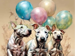 PANEL DRUKOWANY BULLTERRIER Z BALONAMI NR 2