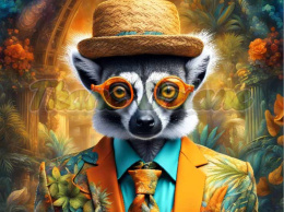 PANEL DRUKOWANY LEMUR W KAPELUSZU I GARNITURZE NR 51