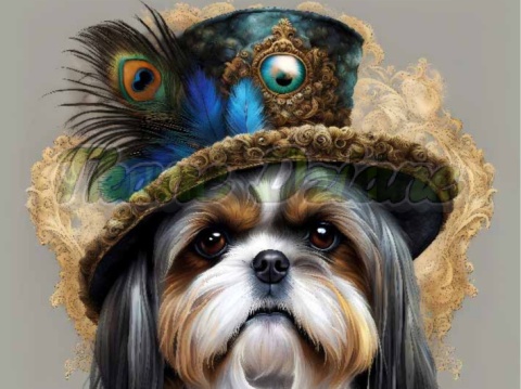 PANEL DRUKOWANY SHIH TZU W KAPELUSZU I GARNITURZE NR 5 PANEL DRUKOWANY SHIH TZU W KAPELUSZU I GARNITURZE NR 5