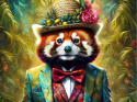 PANEL DRUKOWANY RED PANDA W KAPELUSZU I GARNITURZE NR 34 PANEL DRUKOWANY RED PANDA W KAPELUSZU I GARNITURZE NR 34