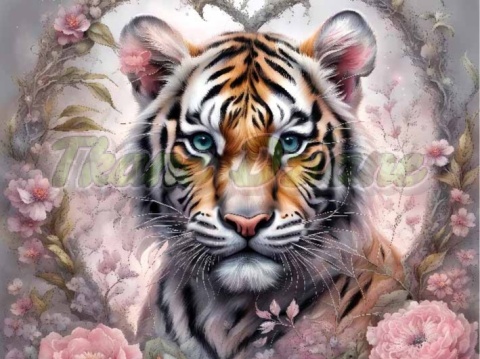 PANEL DRUKOWANY TYGRYS W KWIATOWYM SERCU NR 15
