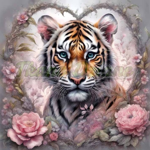 PANEL DRUKOWANY TYGRYS W KWIATOWYM SERCU NR 15