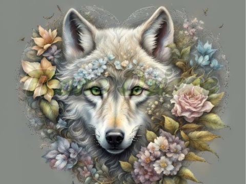 PANEL DRUKOWANY WILK W KWIATOWYM SERCU NR 18