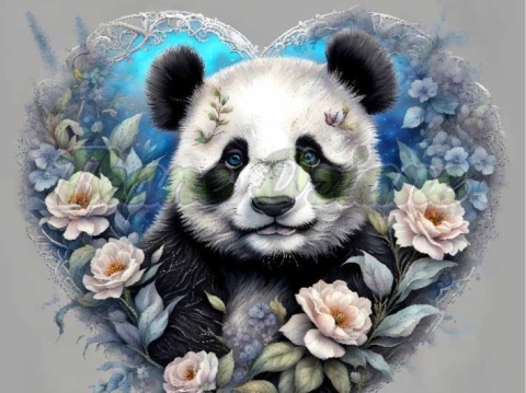 PANEL DRUKOWANY PANDA W KWIATOWYM SERCU NR 11
