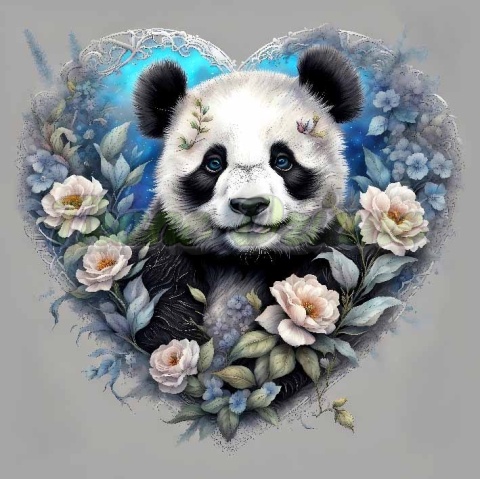 PANEL DRUKOWANY PANDA W KWIATOWYM SERCU NR 11