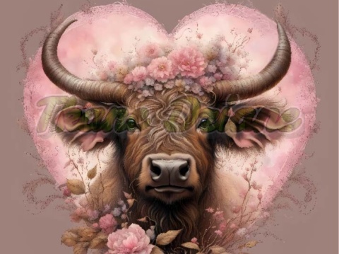 PANEL DRUKOWANY KROWA W KWIATOWYM SERCU NR 17