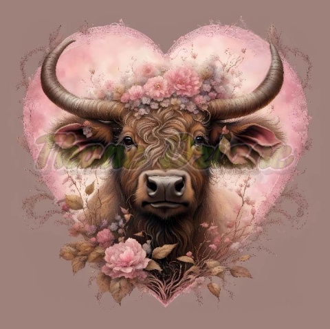 PANEL DRUKOWANY KROWA W KWIATOWYM SERCU NR 17