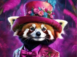 PANEL DRUKOWANY RED PANDA W KAPELUSZU NR 2