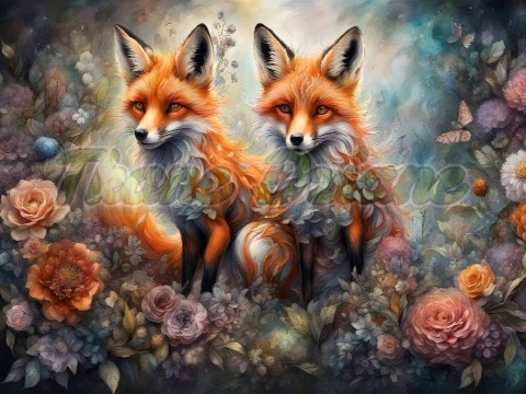 PANEL DRUKOWANY POZIOMY NA PODUSZKI DWA LISY