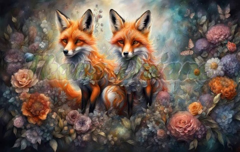 PANEL DRUKOWANY POZIOMY NA PODUSZKI DWA LISY