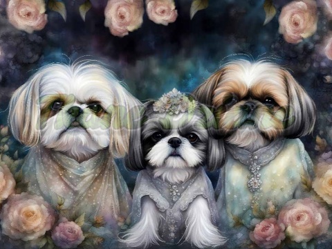 PANEL DRUKOWANY POZIOMY NA PODUSZKI TRZY SHIH TZU