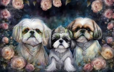 PANEL DRUKOWANY POZIOMY NA PODUSZKI TRZY SHIH TZU