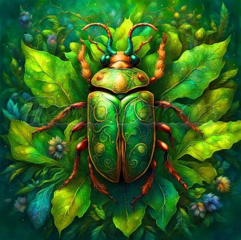 PANEL DRUKOWANY ZIELONE CHRZĄSZCZE NR 8