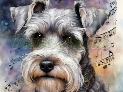 PANEL DRUKOWANY AKWARELOWE PSY -SCHNAUZER MINI NR 25